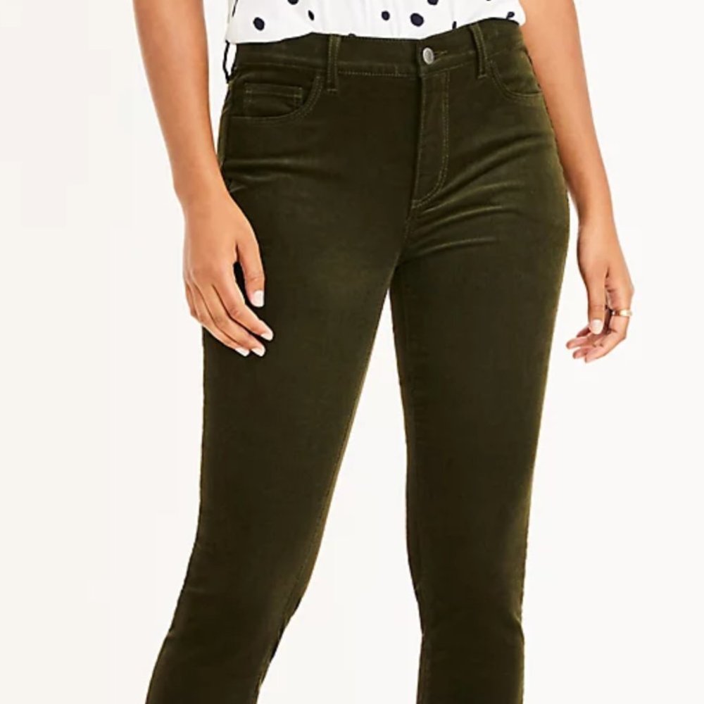 Ann Taylor LOFT Skinny Stretch Corduroy Olive Green pants